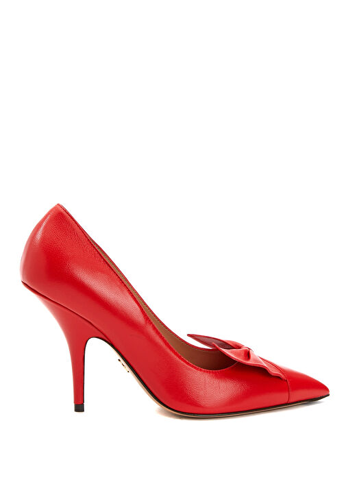Gwen Kırmızı Fiyonklu Deri Stiletto - Görsel 2