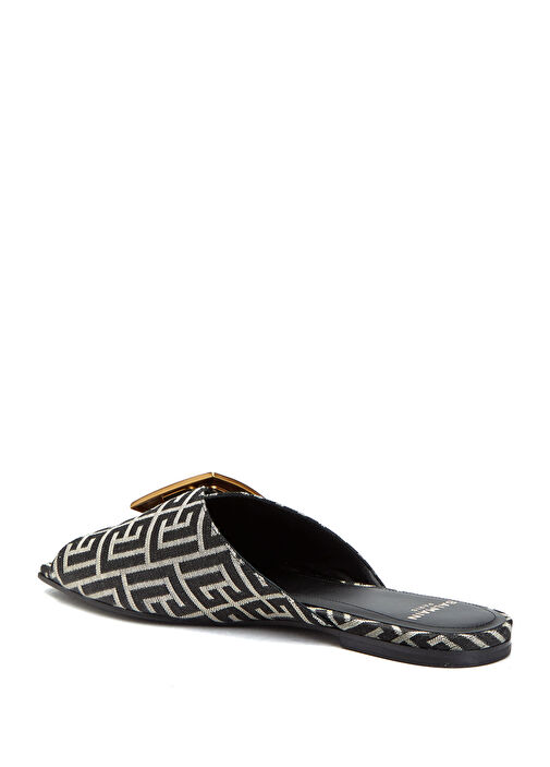 Siyah Beyaz Logo Desenli Kadın Terlik - Görsel 3