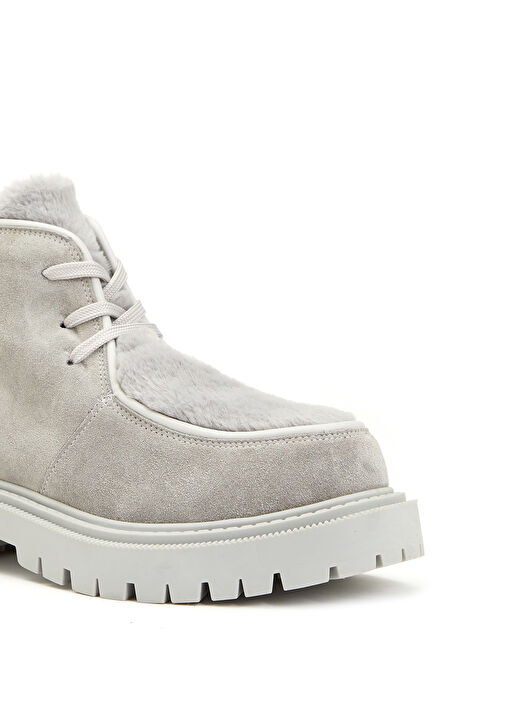 Gri Kadın Deri Bot - Görsel 6