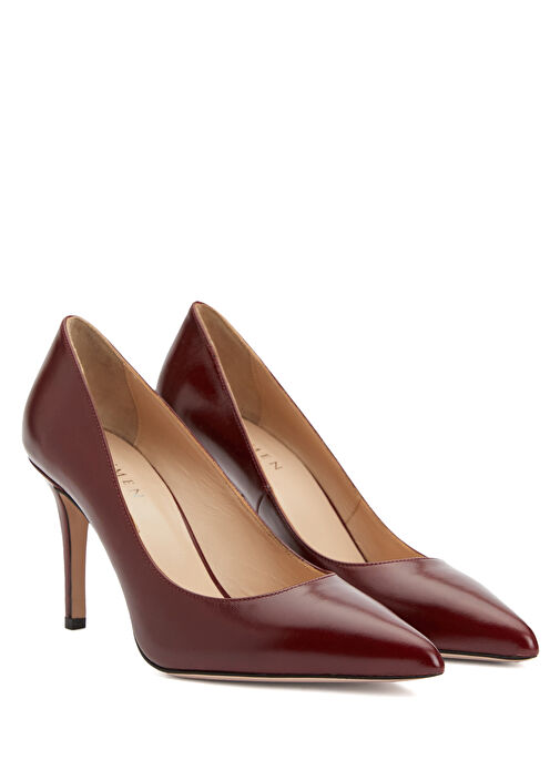 Bordo Deri Stiletto - Görsel 3