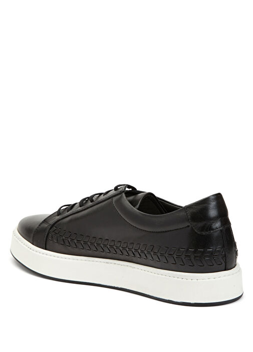Siyah Erkek Deri Sneaker - Görsel 4