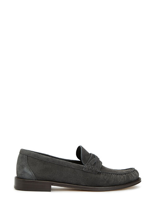 Brunello Cucinelli Koyu Gri Brunello Cucinelli Süet Erkek Loafer
