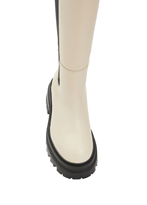 Ekru Kadın Deri Çizme - Görsel 5