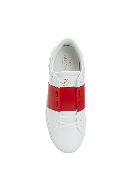 Open Kırmızı Beyaz Erkek Deri Sneaker - Görsel 5