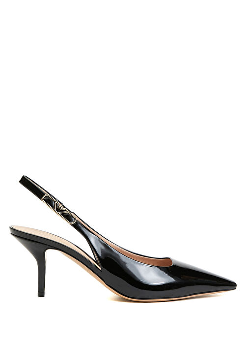 Siyah Deri Topuklu Ayakkabı - Görsel 2