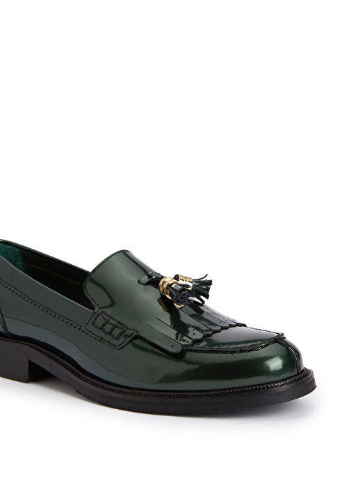 Yeşil Püskül Detaylı Kadın Rugan Loafer - Görsel 7