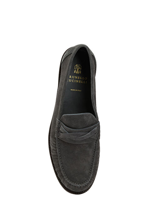 Brunello Cucinelli Koyu Gri Brunello Cucinelli Süet Erkek Loafer