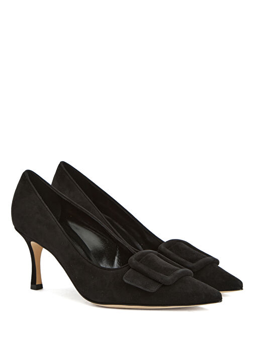 Siyah Deri Topuklu Ayakkabı - Görsel 3