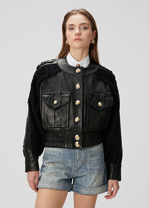 Balmain - Siyah Deri Ceket - Siyah