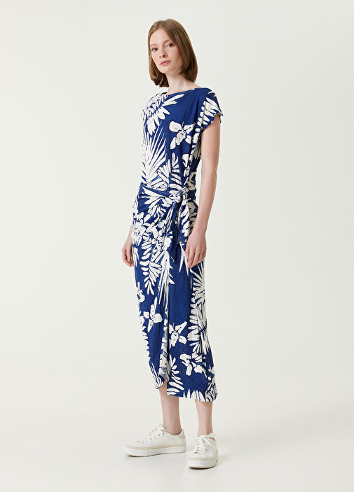 Polo Ralph Lauren Blue White Floral Midi Dress