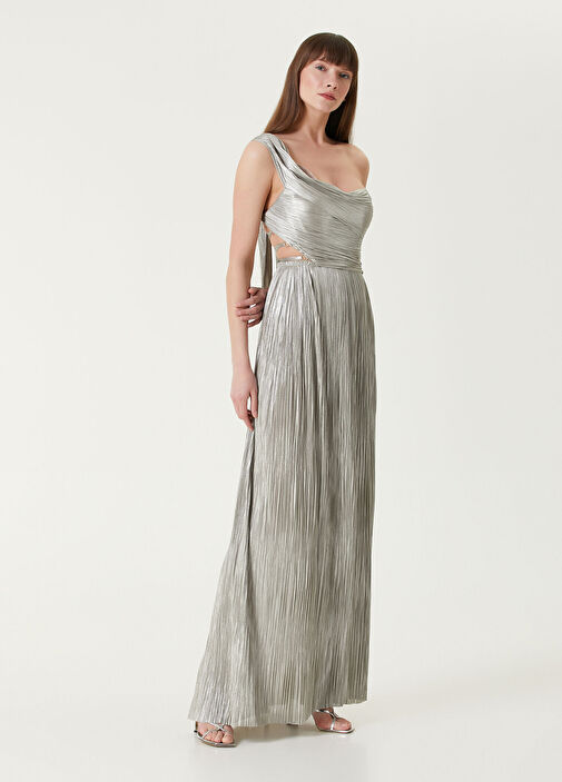 Maria Lucia Hohan - Serene Silver Maksi İpek Abiye Elbise - Gümüş