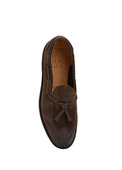 Koyu Kahverengi Püskül Detaylı Erkek Deri Loafer - Görsel 5