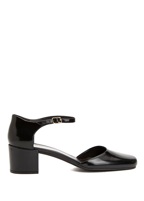 Siyah Deri Topuklu Ayakkabı - Görsel 2