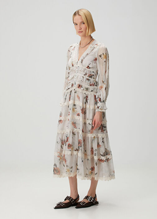 blue midi dress cocktail Draper James Selena V-Neck Midi Dress