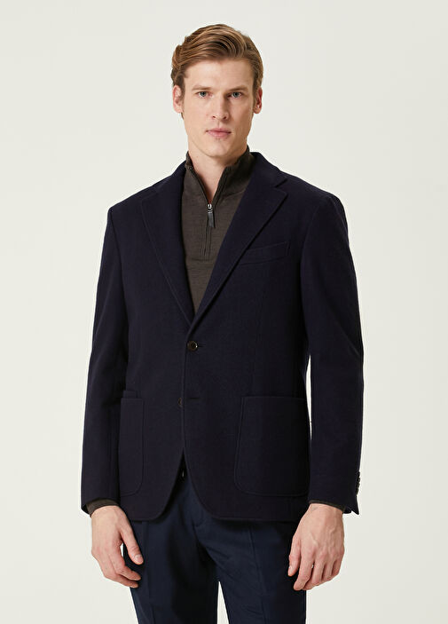 Luciano Barbera Navy Blue Wool Jacket