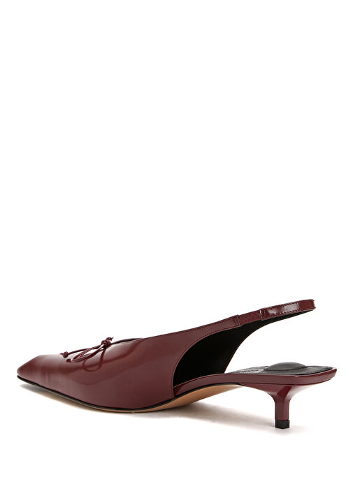 Bordo Deri Topuklu Ayakkabı - Görsel 4