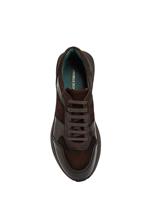 Kahverengi Vibram Taban Detaylı Erkek Deri Sneaker - Görsel 5
