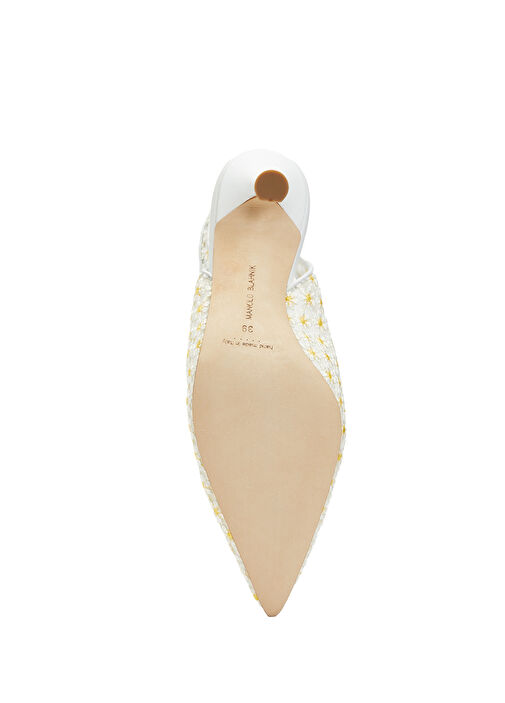 Margolina Beyaz Papatya Nakışlı Topuklu Ayakkabı - Görsel 6