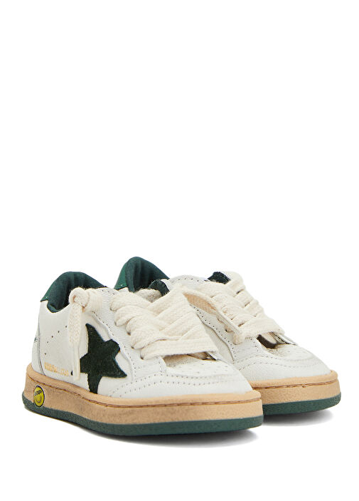 Ballstar Beyaz Yeşil Çocuk Deri Sneaker - Görsel 3