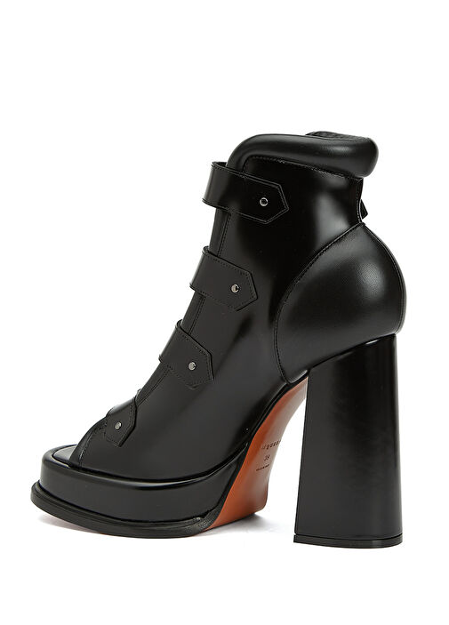 Siyah Kadın Deri Sandalet - Görsel 4