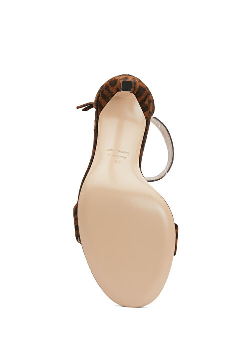 Kahverengi Desenli Kadın Süet Sandalet - Görsel 6