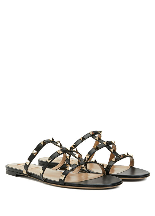 Valentino Garavani - Rockstud Black Womens Leather Slippers