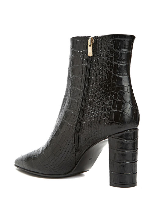 Siyah Kroko Desenli Kadın Deri Bot - Görsel 4