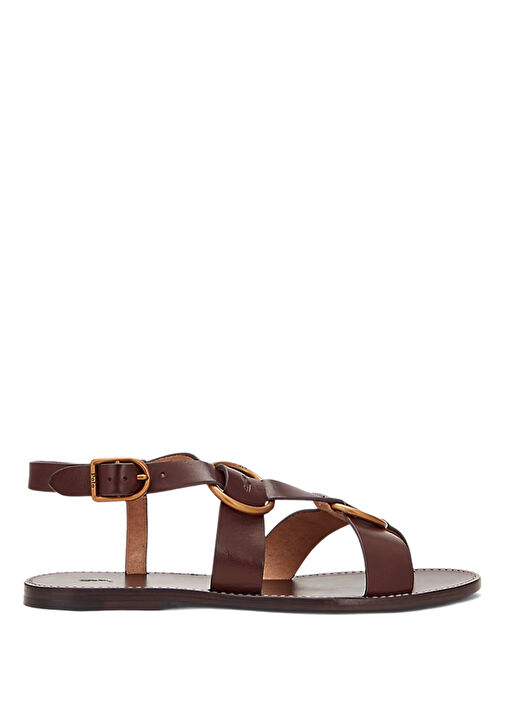 Kahverengi Kadın Deri Sandalet - Görsel 2