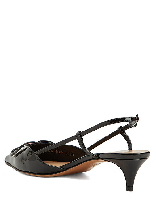 Siyah Deri Topuklu Ayakkabı - Görsel 4