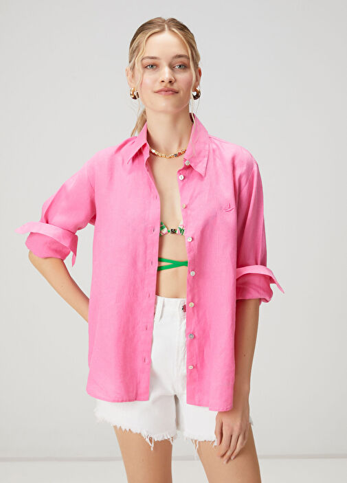 Pembe Keten Gömlek