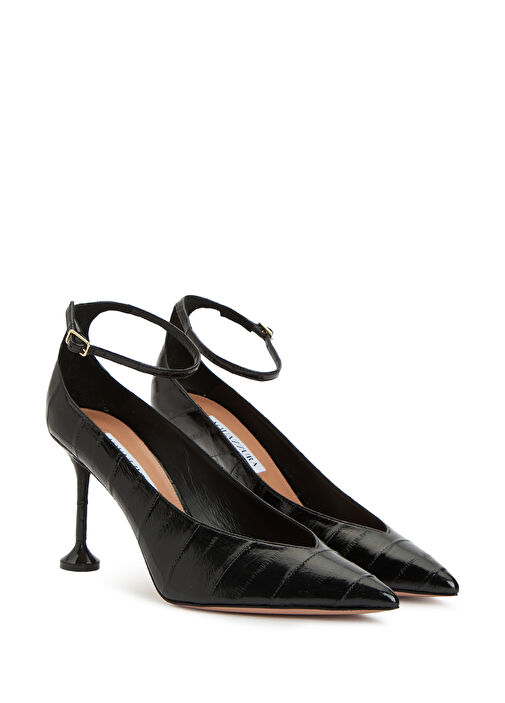 Strong Siyah Deri Topuklu Ayakkabı - Görsel 3