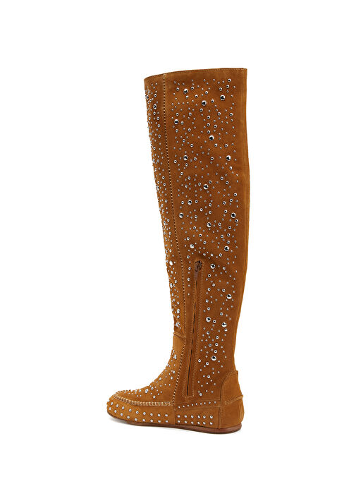 Taba Troklu Kadın Süet Çizme - Görsel 4