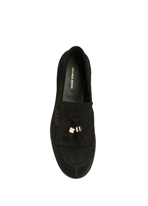 Siyah Kadın Süet Loafer - Görsel 11