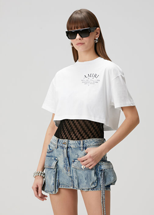 Amiri - Arts District White Crop T-Shirt