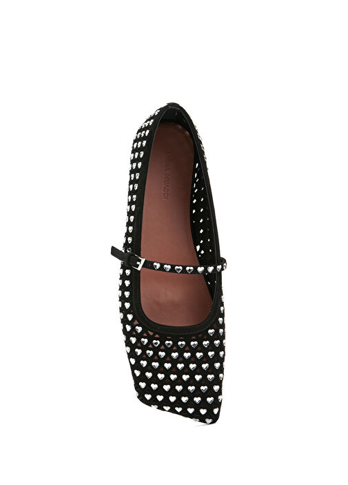 Ane Crystal Siyah Mikro Taşlı Deri Babet - Görsel 5