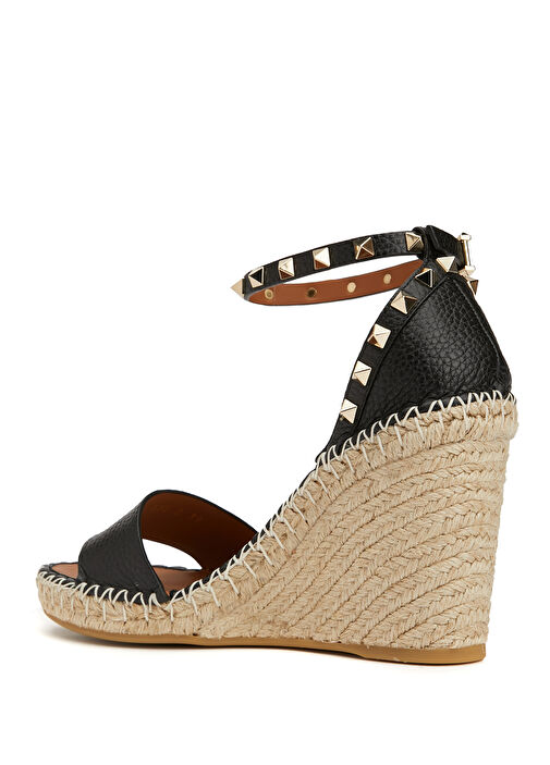 Rockstud Siyah Kadın Deri Espadril - Görsel 4