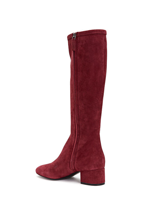 Bordo Topuklu Süet Çizme - Görsel 4