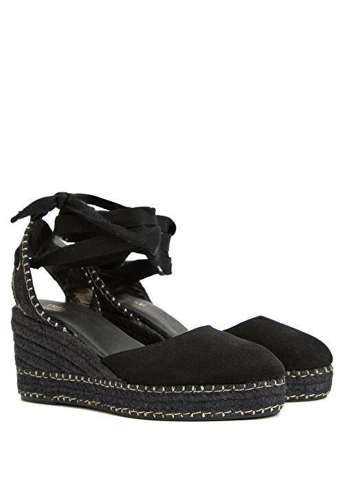 Siyah Kadın Süet Espadril - Görsel 3