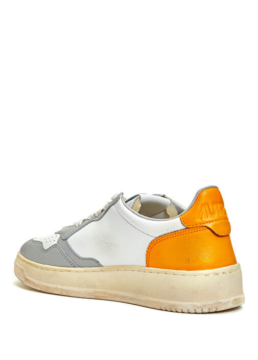 Turuncu Beyaz Kadın Deri Sneaker - Görsel 4
