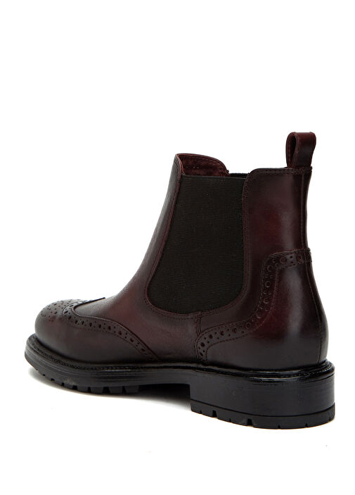 Bordo Zımbalı Lastikli Kadın Deri Bot - Görsel 4