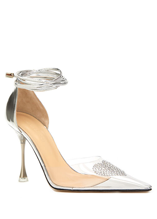 Şeffaf Taşlı Figür İşlemeli Topuklu Ayakkabı - Görsel 3