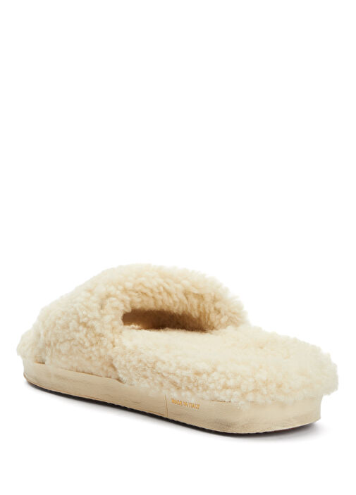 Bej Logo Detaylı Kadın Deri Terlik - Görsel 4