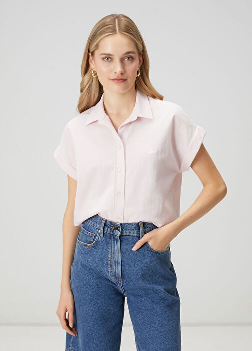 Açık Pembe Kısa Kol Pike Gömlek