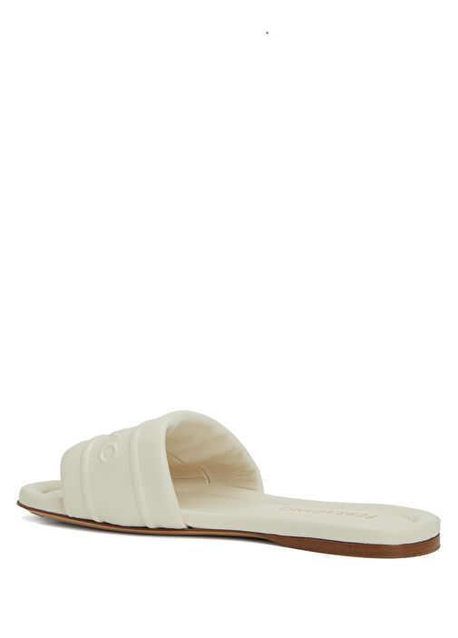 Kırık Beyaz Kadın Deri Terlik - Görsel 4