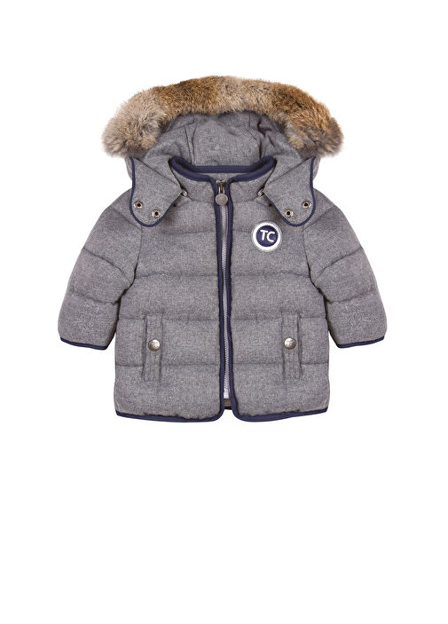 Tartine Et Chocolat Grey Hooded Baby Boy Doudoune Coat