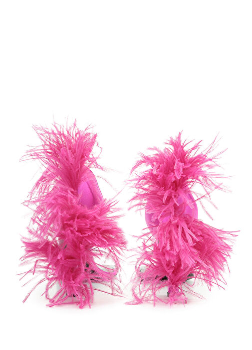 Amazona Fuşya Topuklu Saten Sandalet - Görsel 4