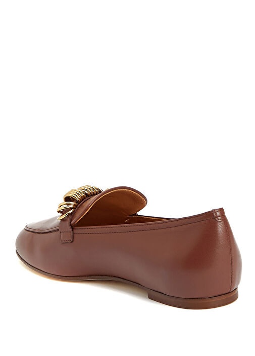 Taba Metal Halka Detaylı Kadın Deri Loafer - Görsel 4