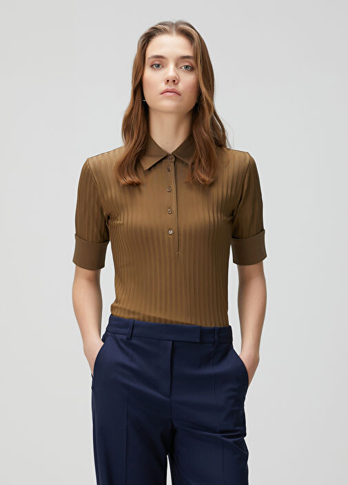 売れ筋商品|||ボス Tシャツ レディース トップス ELLERA - Polo shirt - open brown Boss - Ellera Brown Polo T-Shirt