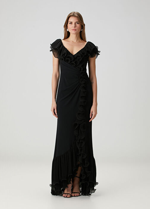 Leandra Siyah Maksi Abiye Elbise