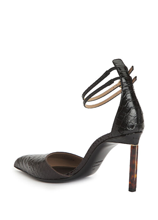 Koyu Kahverengi Deri Topuklu Ayakkabı - Görsel 4